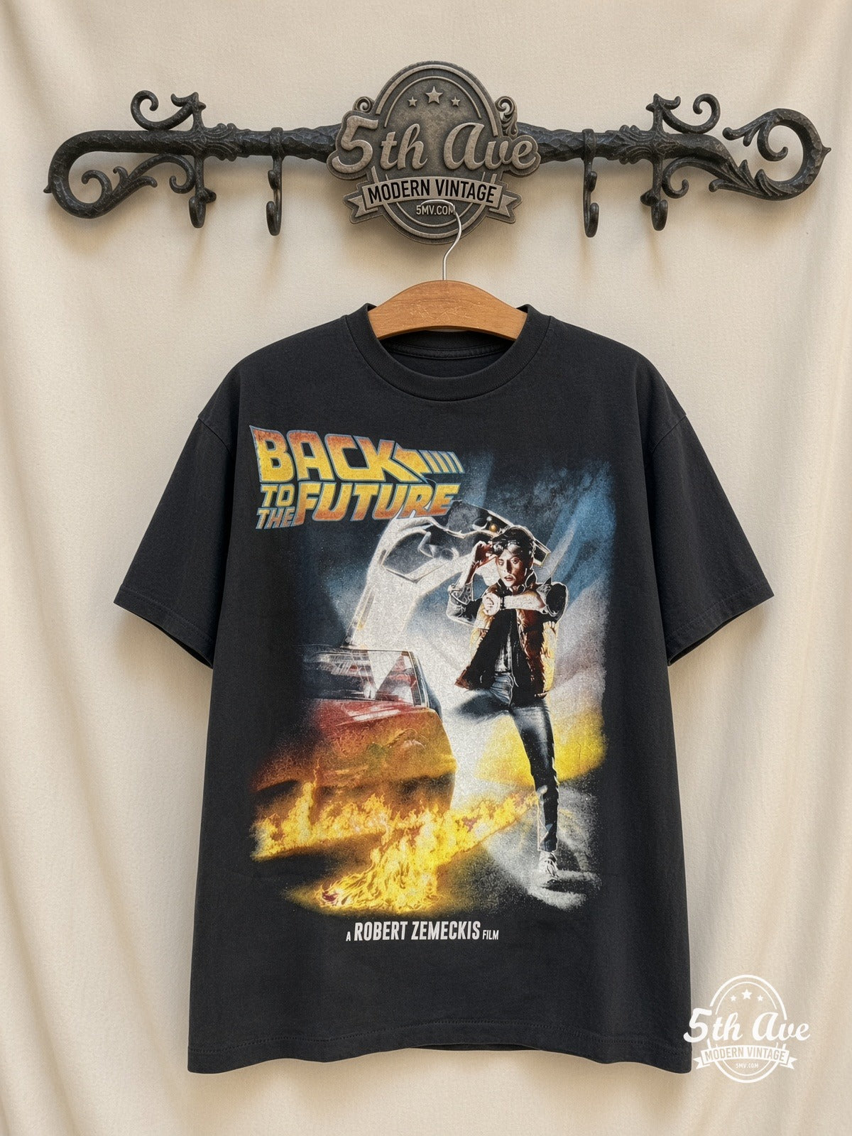 Back to the Future OUTATIME DeLorean vintage movie t-shirt on rack