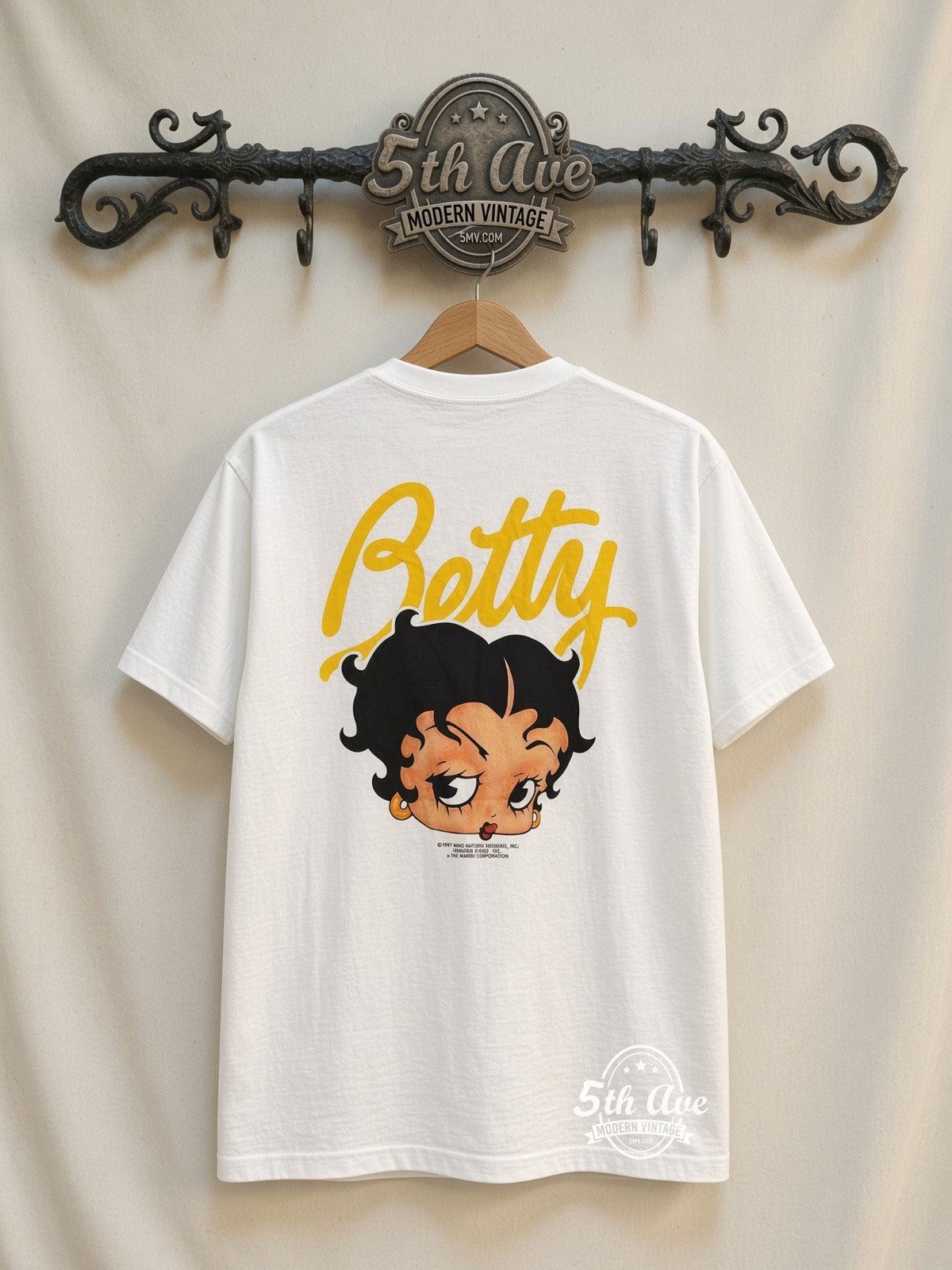 Betty Boop Blue Puffer Jacket Urban Portrait vintage t-shirt back on rack