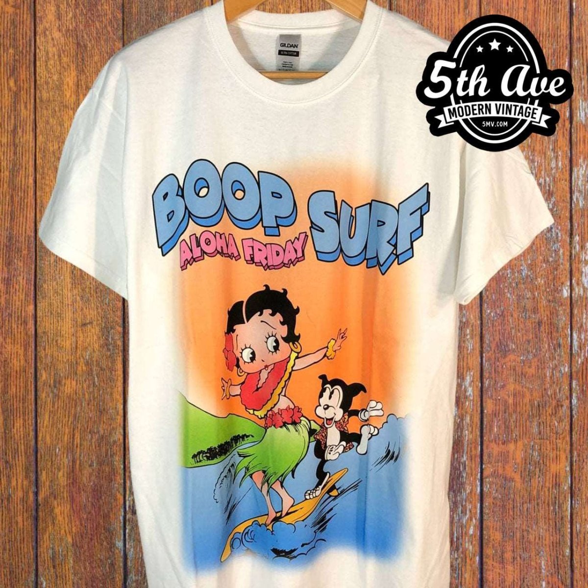 Betty Boop Boop Surf Aloha Friday - New Vintage Animation T shirt - Vintage Band Shirts