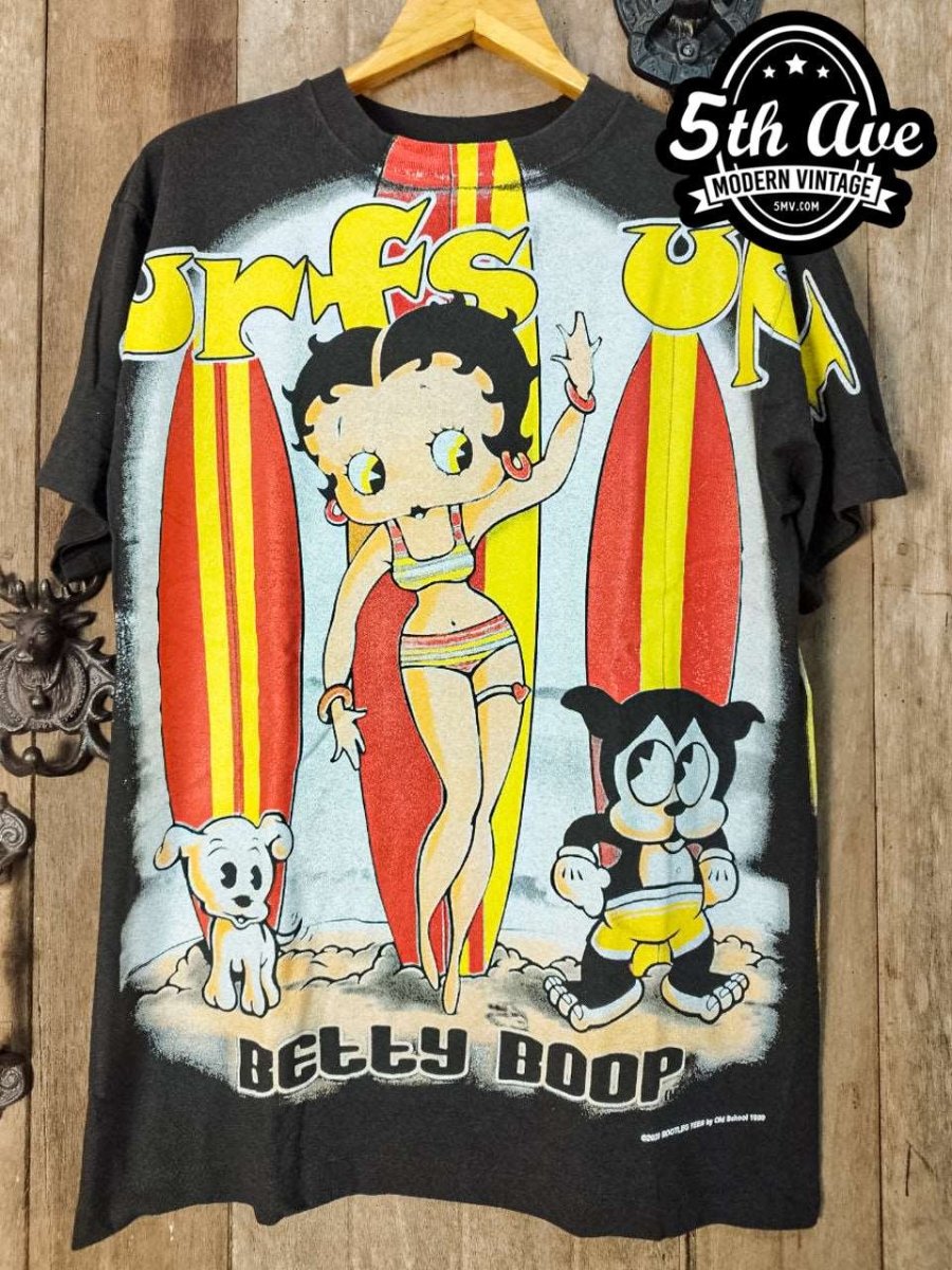 Betty boop surf all orders over print tshirt for men