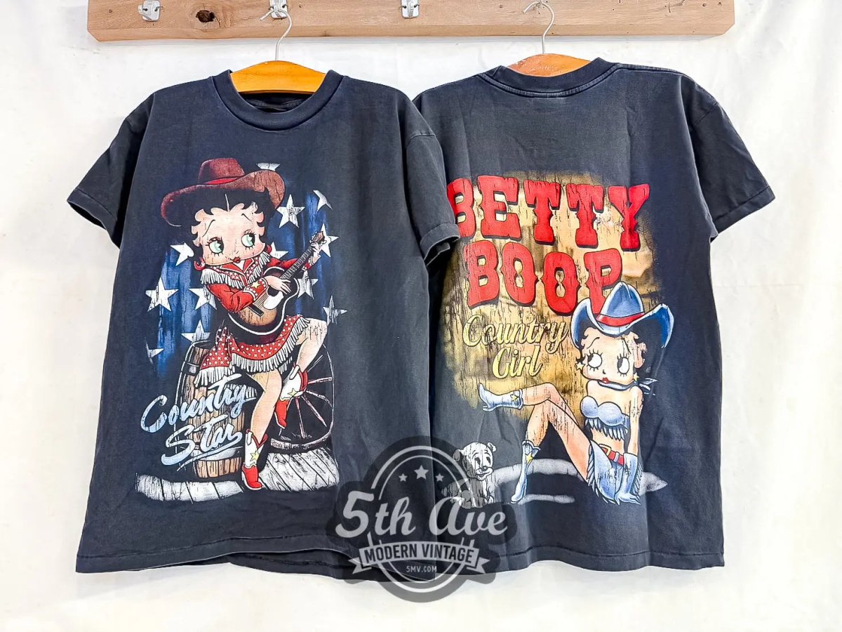 Betty Boop Country Star Country Girl - Vintage Reprint Animation T-Shirt - Vintage Band Shirts