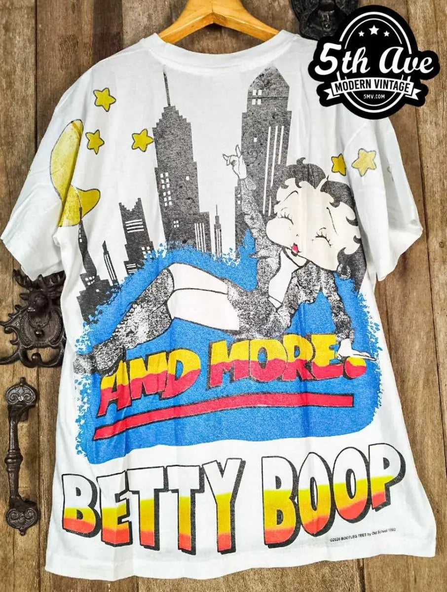 Betty Boop Guest List Only - AOP all over print New Vintage Animation T shirt - Vintage Band Shirts
