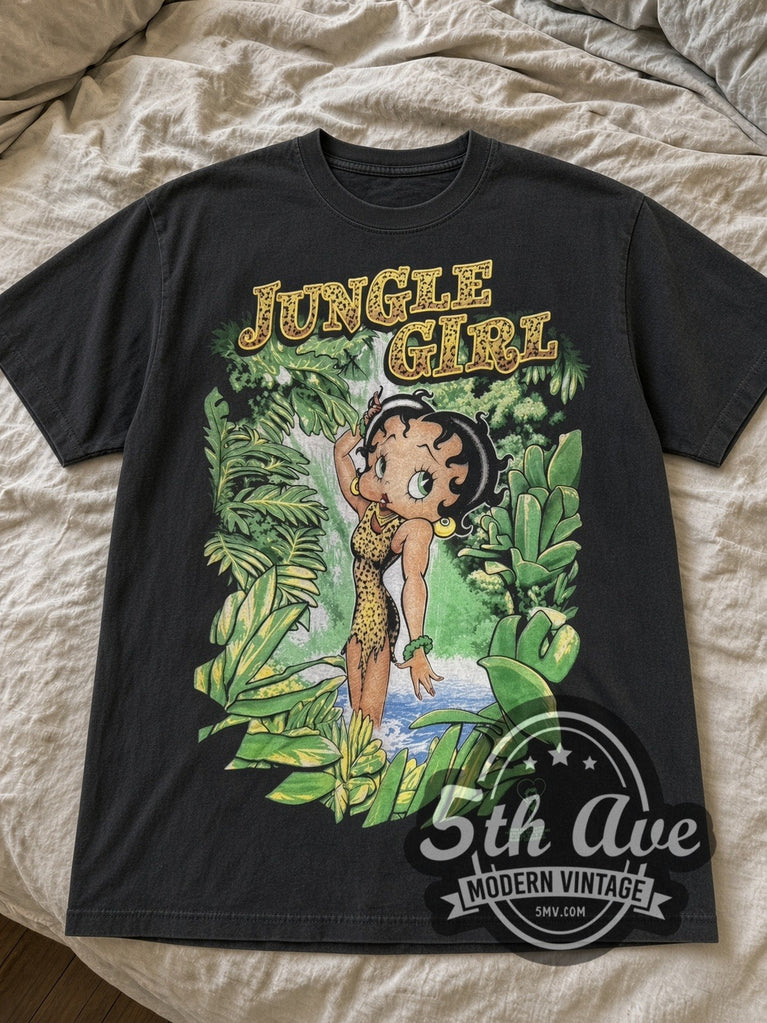 Betty Boop Jungle Girl Leopard Vintage Cartoon T-Shirt