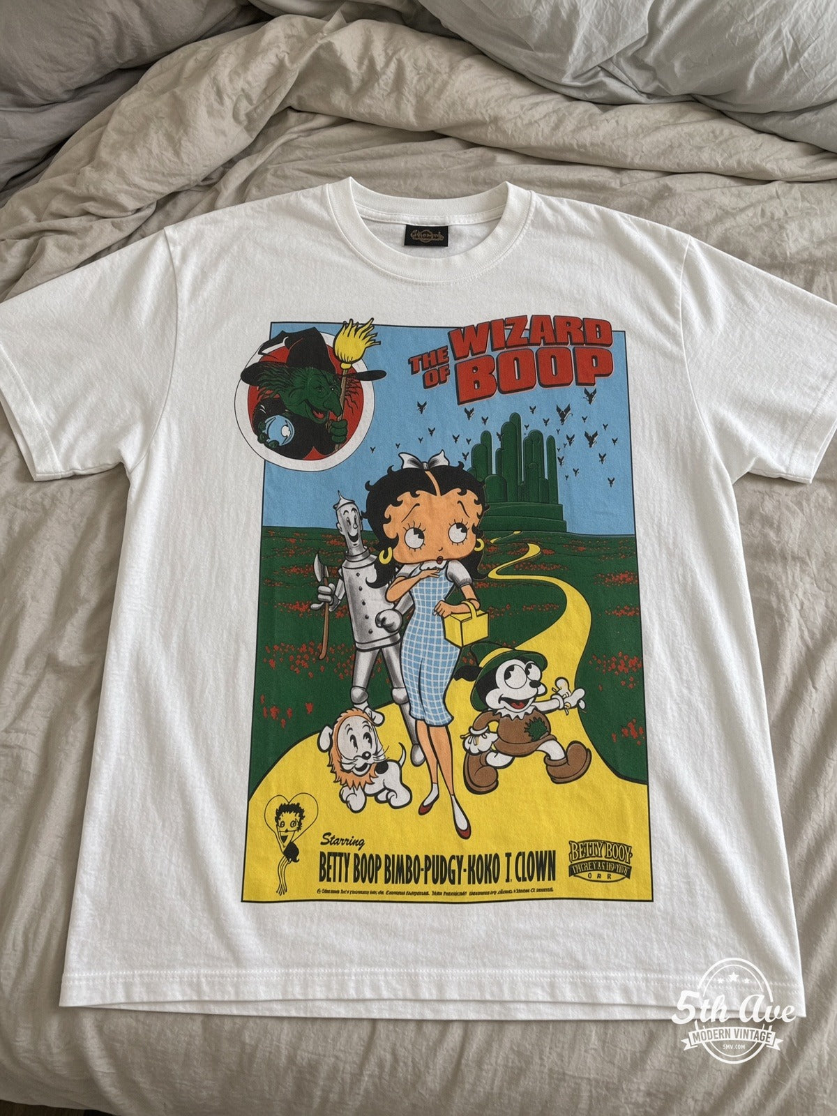 Betty Boop The Wizard of Boop vintage tee laid on bed