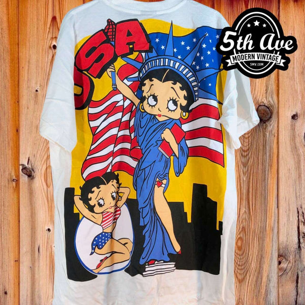 Betty Boop USA - AOP all over print New Vintage Animation T shirt - Vintage  Band Shirts