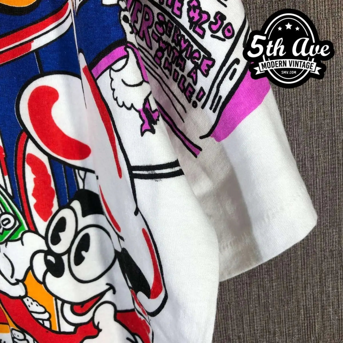 Model wearing Betty Boop's Diner Served Hot & Fresh - AOP all over print New Vintage Animation T-Shirt vintage band tee