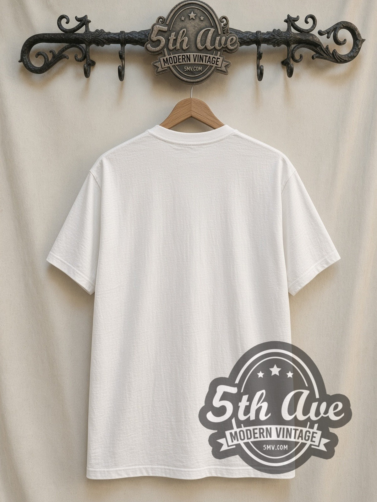 Betty Boop Cutie Tattoo Roses White vintage cartoon t-shirt, back view on the 5MV rack