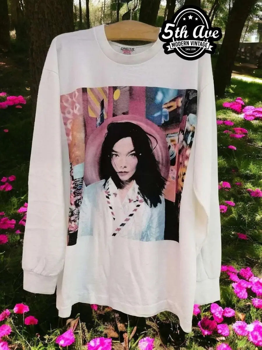 Bjork Post Album Long Sleeve T-Shirt vintage band t-shirt on rack