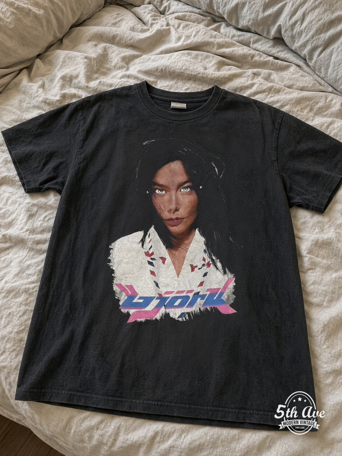 Björk Post Hyperballad vintage tee laid on bed