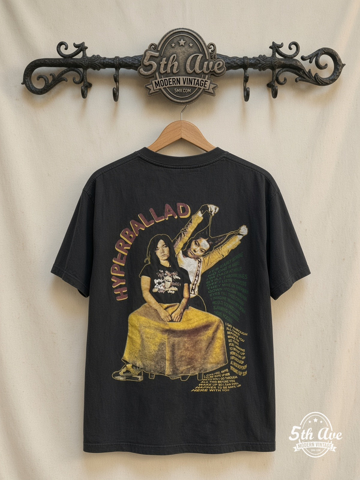 Björk Post Hyperballad vintage t-shirt back on rack
