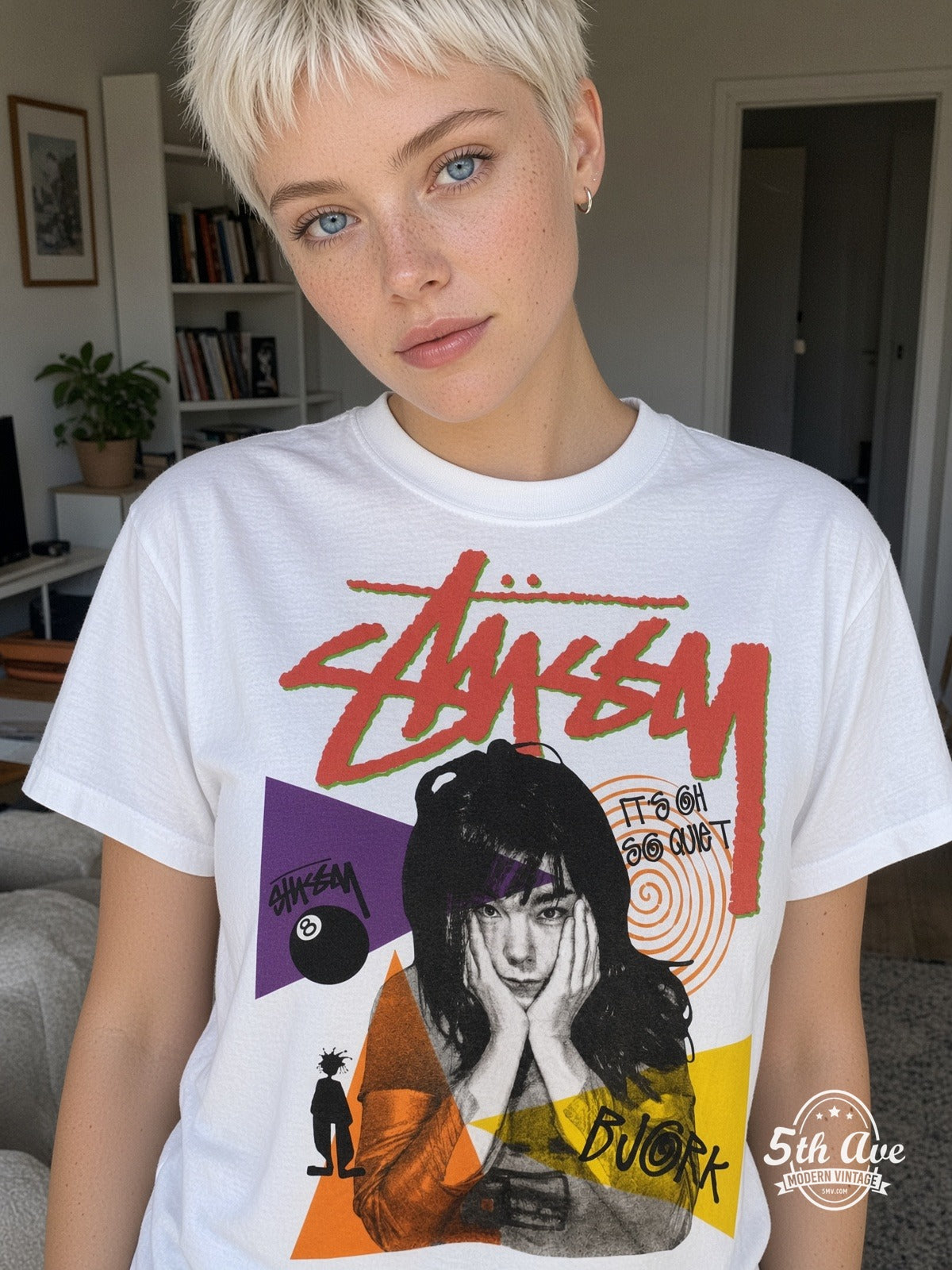 Model wearing Björk It's Oh So Quiet vintage t-shirt