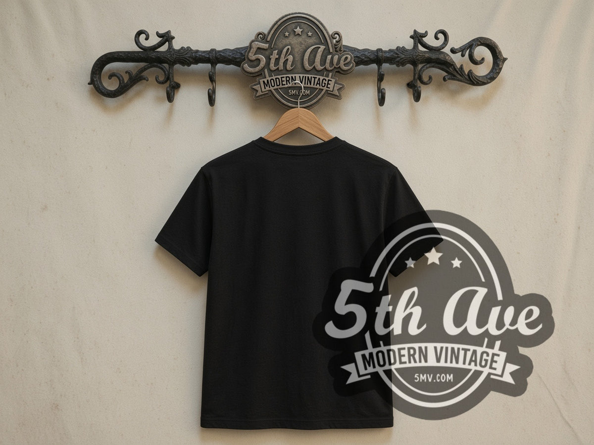 Plain black back of Bruce Lee Life Legacy Legend double stitched tee on rack