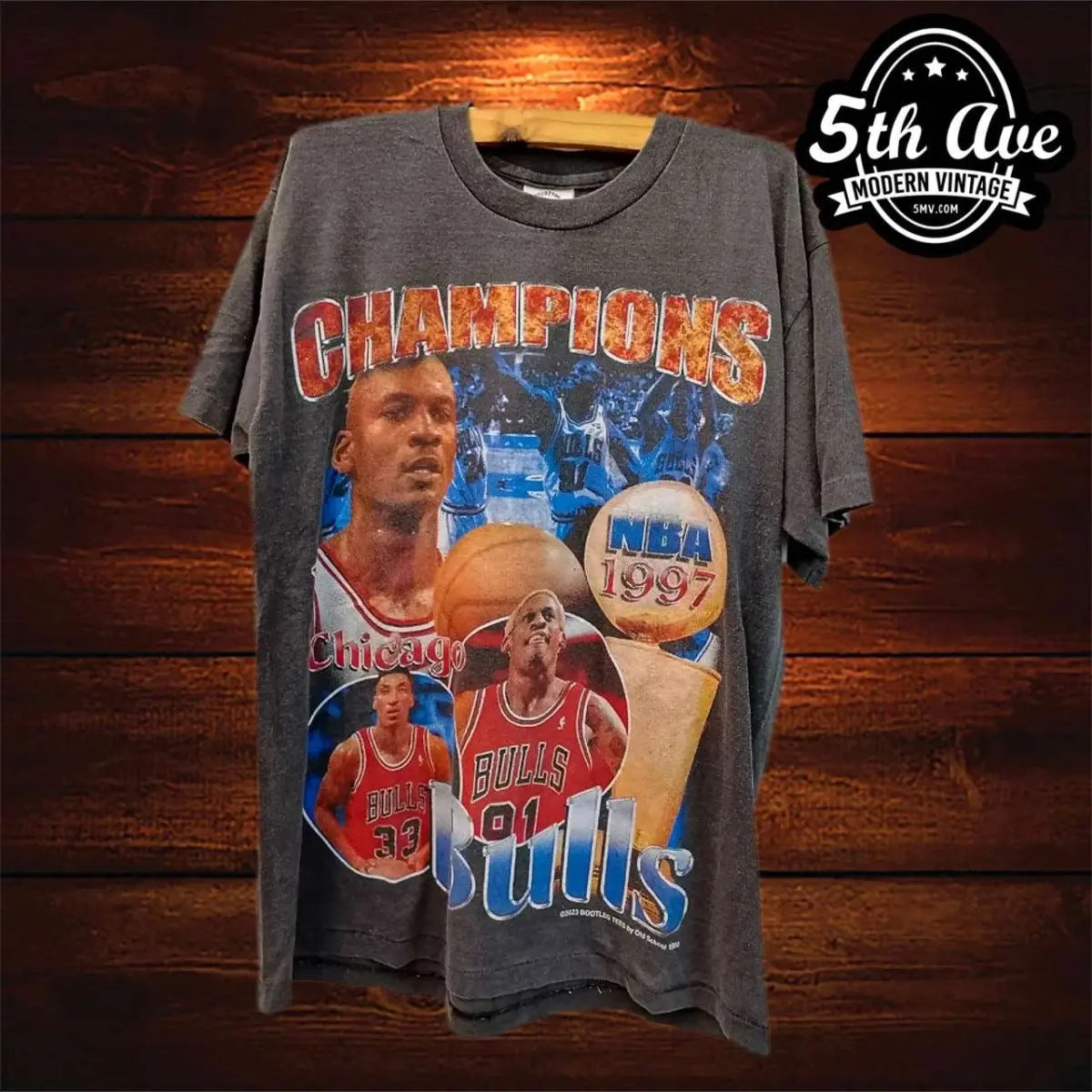 Chicago Bulls Dynasty: Jordan & Rodman Champions - Vintage Band Shirts 