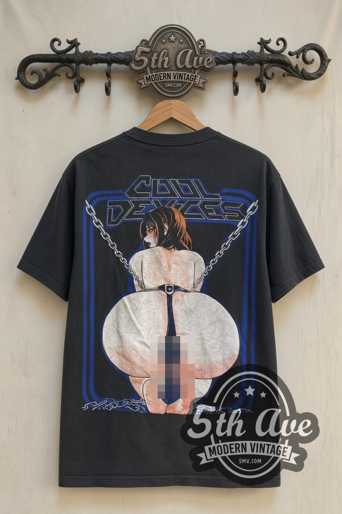 Cool Devices Chained Anime Girls Front and Back vintage anime tee back on cream 5th Ave rack