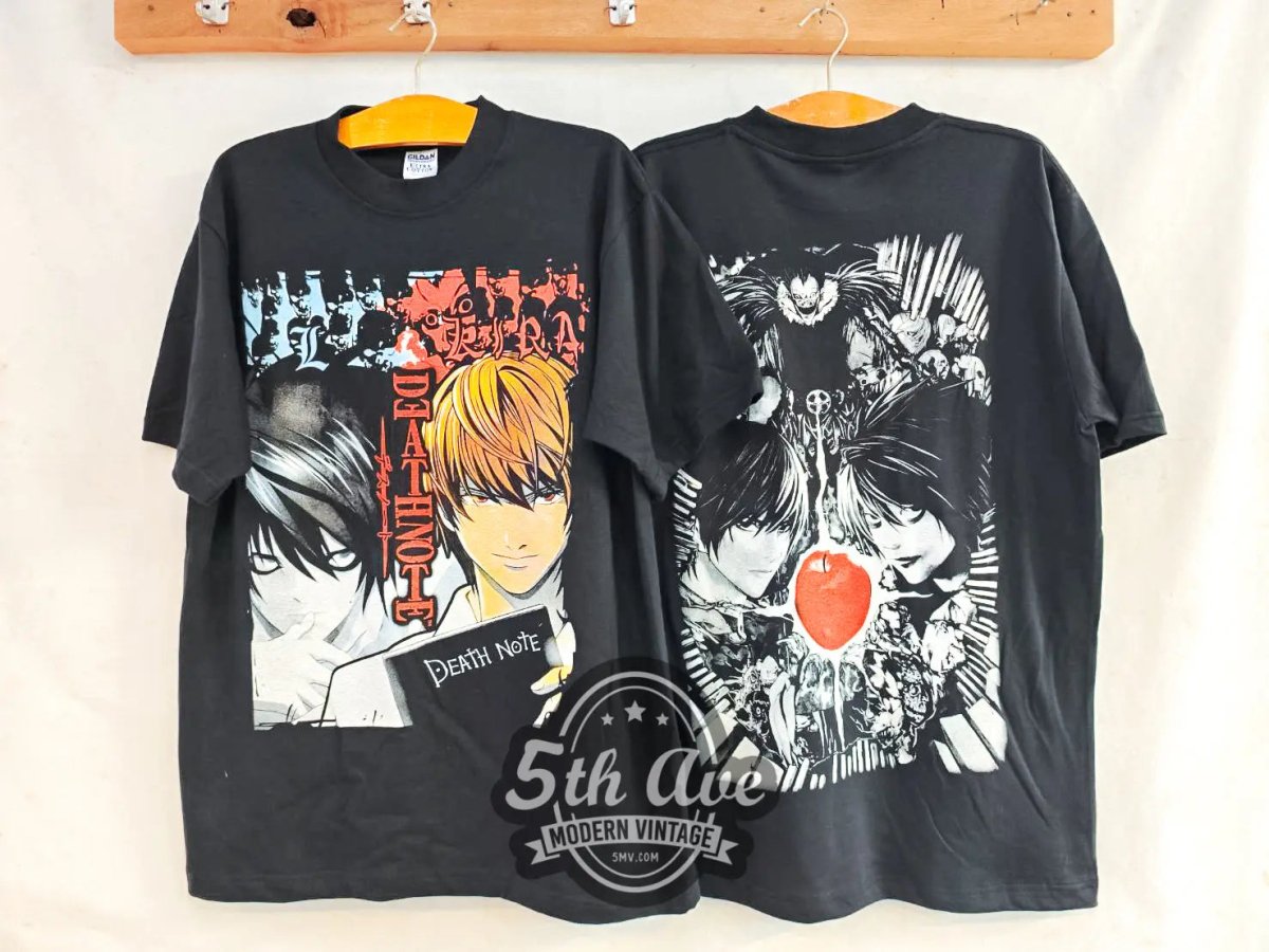 Death Note Kira vs L - New Vintage Anime T shirt - Vintage Band Shirts