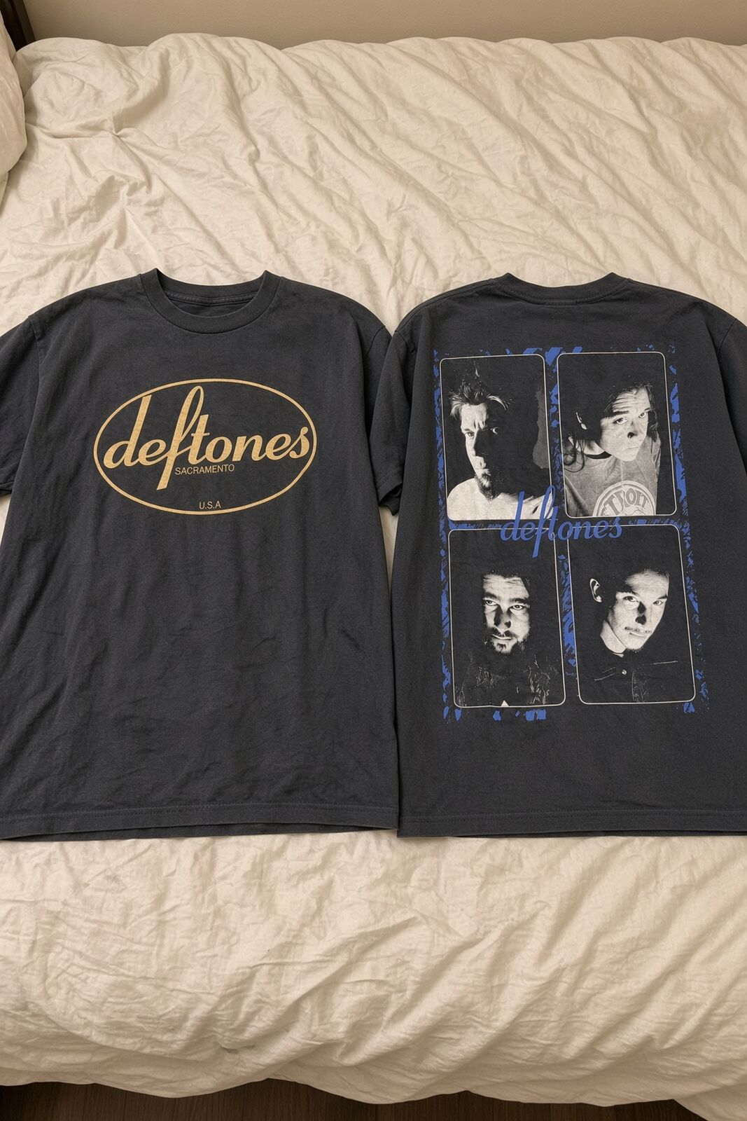 Deftones Sacramento vintage band t-shirt on bed