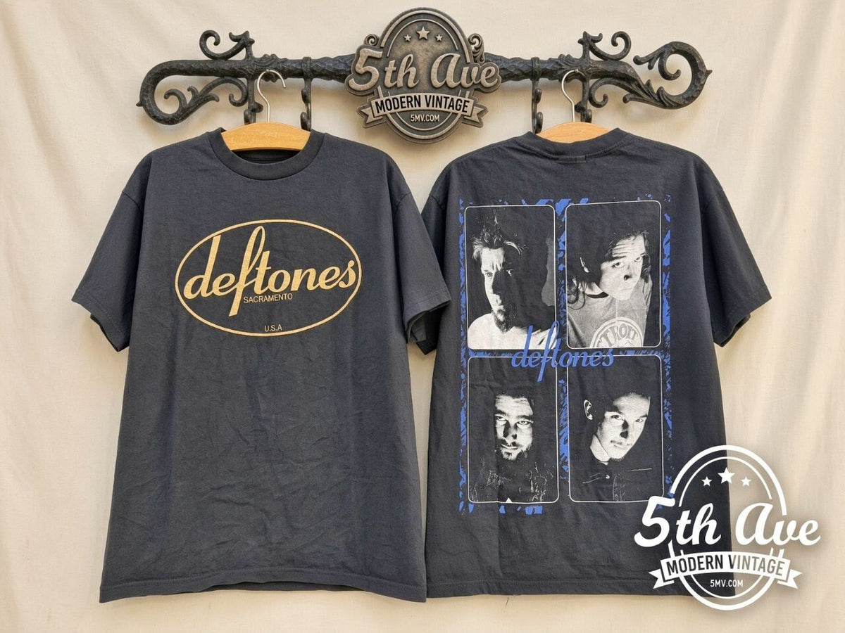 Deftones Sacramento vintage band t-shirt front and back on rack