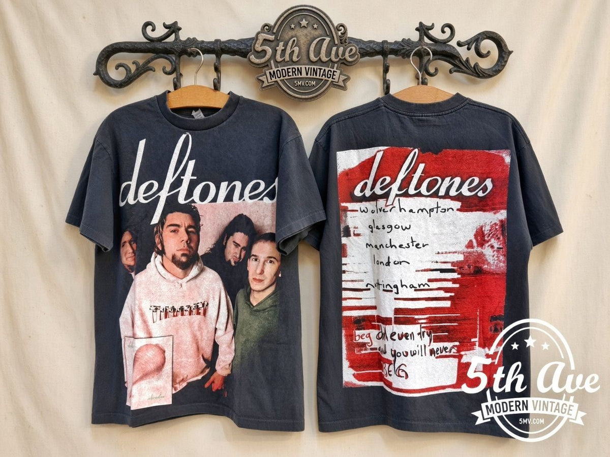 Deftones UK Adrenaline vintage band t-shirt front and back on rack