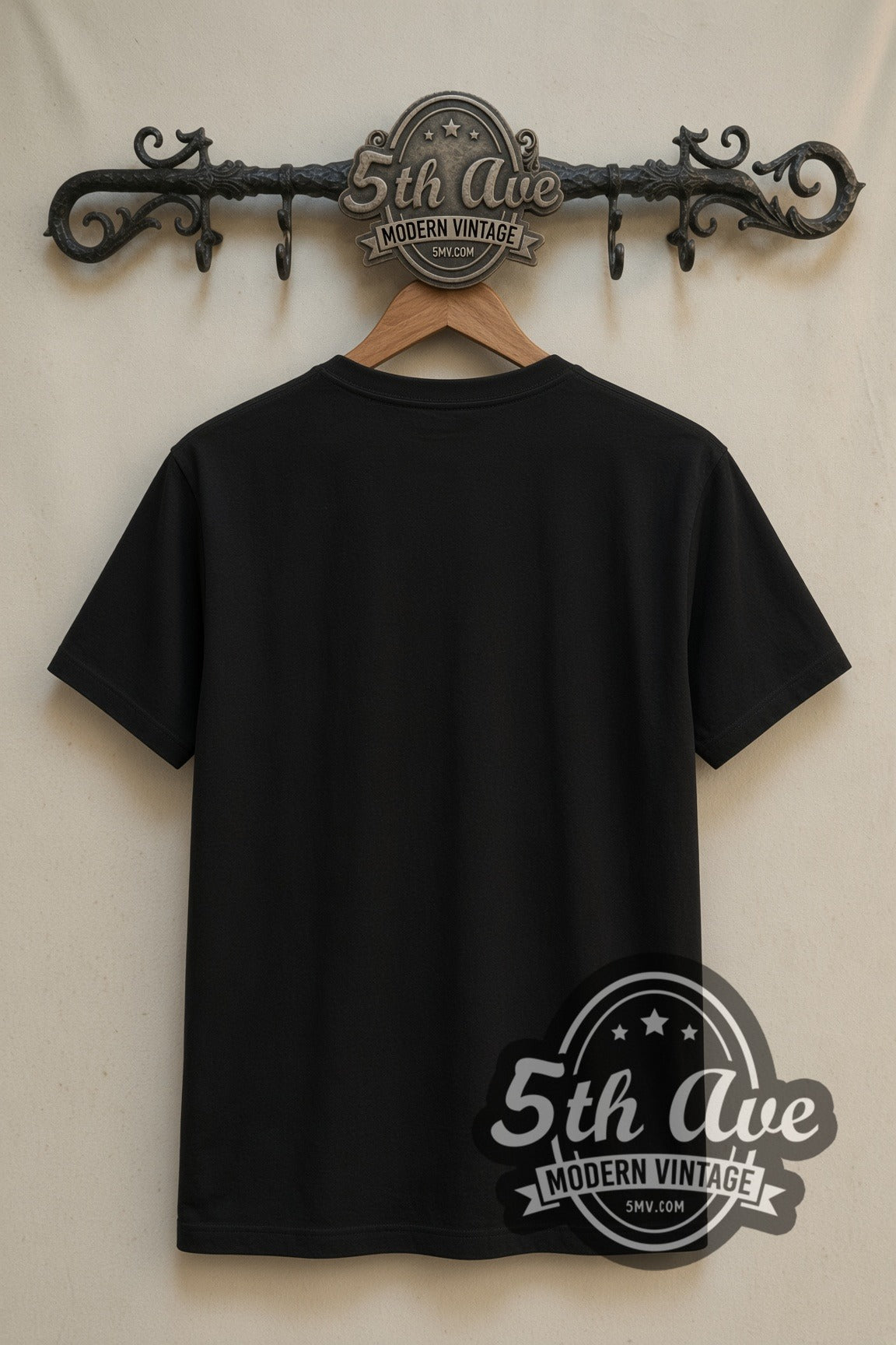 Plain black back of Demon Slayer Zenitsu Thunder Breathing double stitched tee on rack