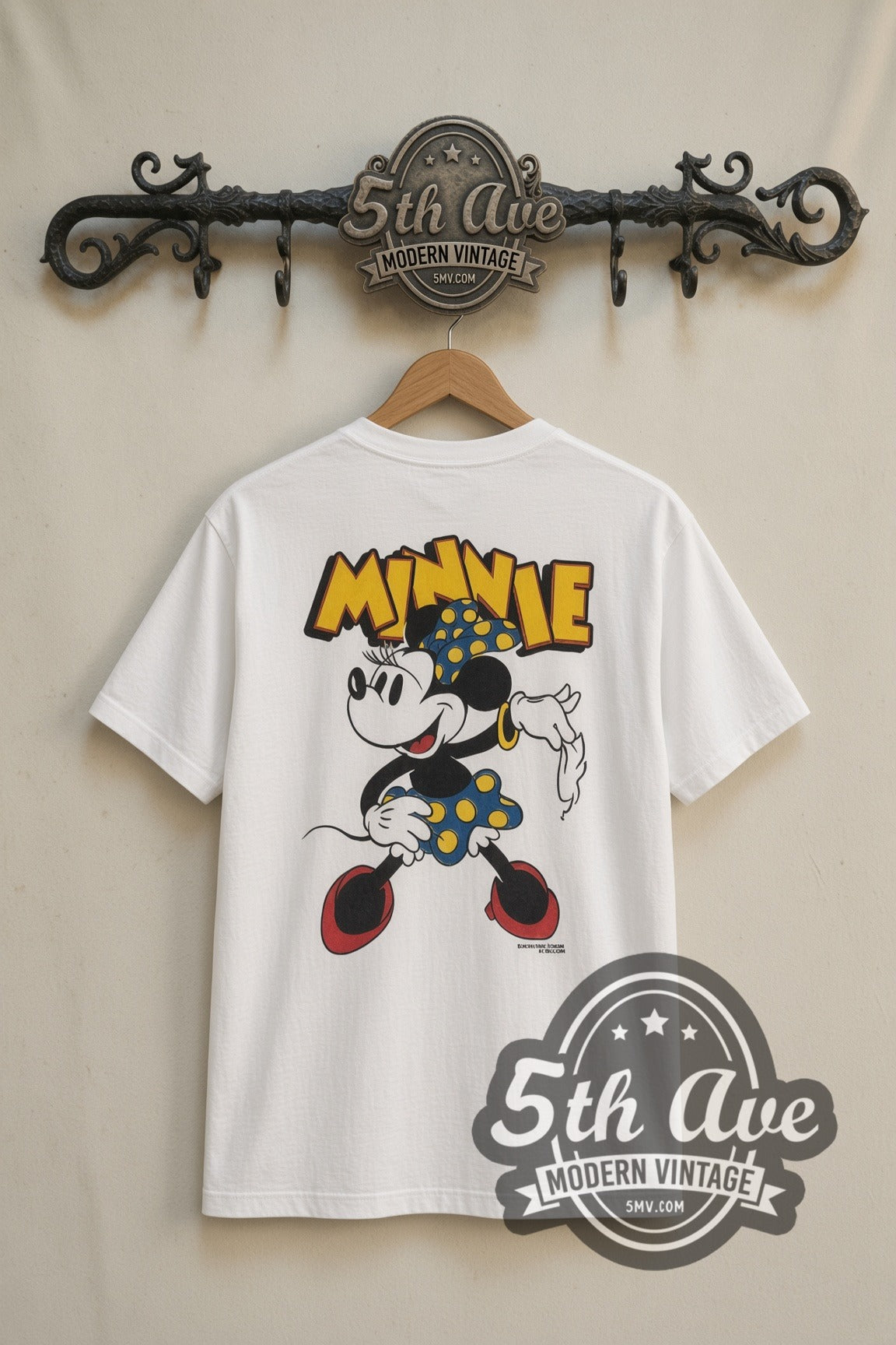 Disney Mickey Friends Nautical Group cartoon tee in white, back view on a display rack