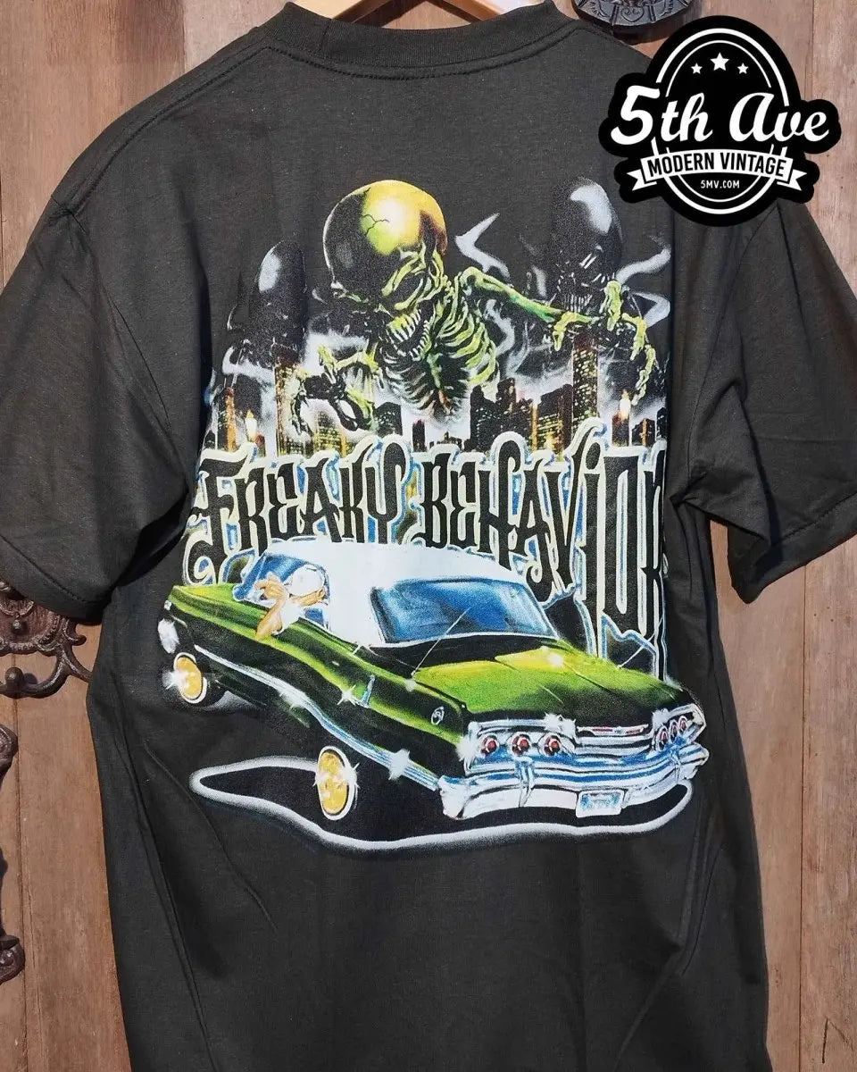 Freaky Behavior - Rollin hard lowrider low rider car culture t shirt - Vintage Band Shirts