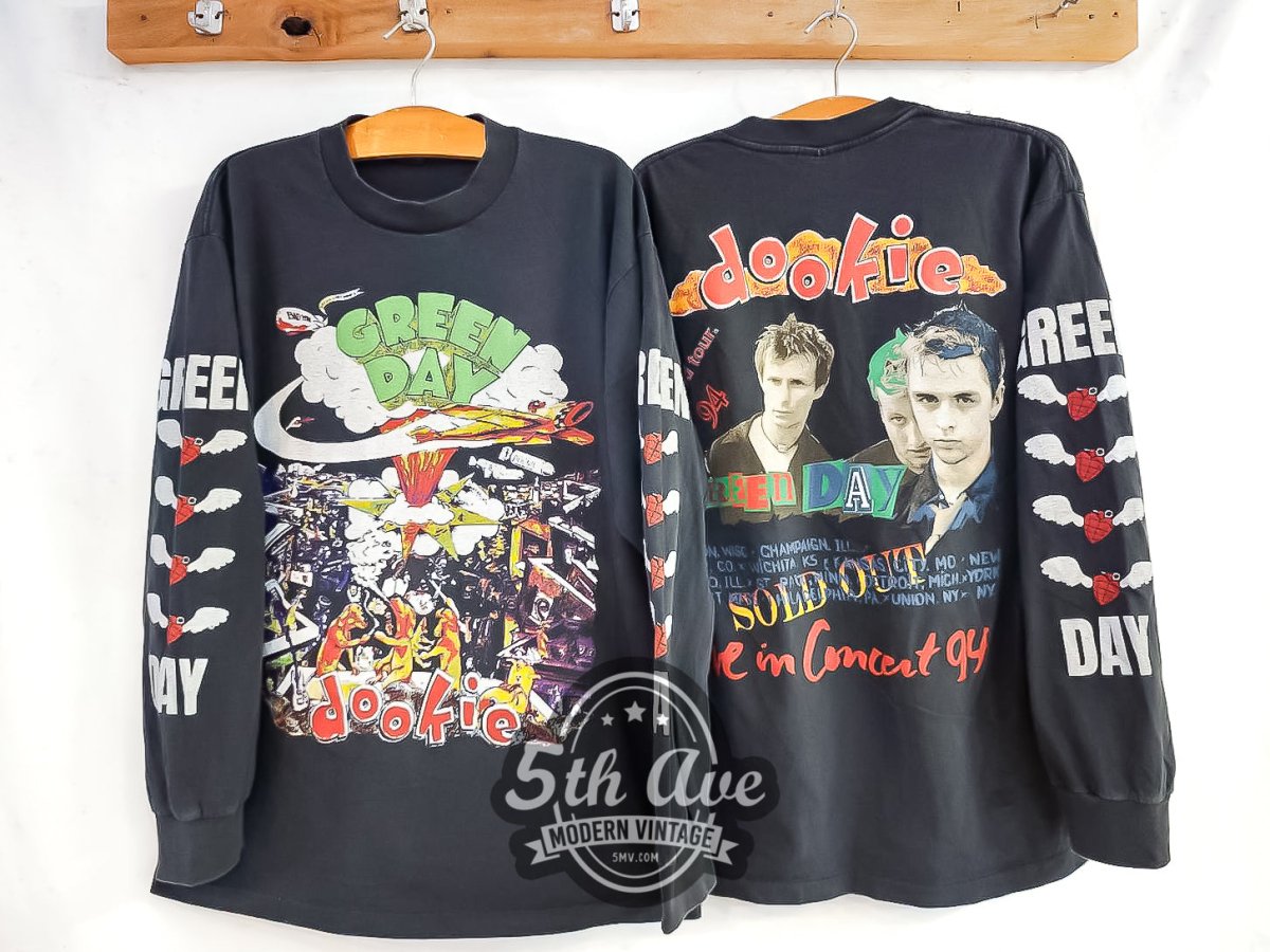 Green Day 'Dookie' World Tour 1994 - Long Sleeve Vintage Reprint Band T-Shirt - Vintage Band Shirts