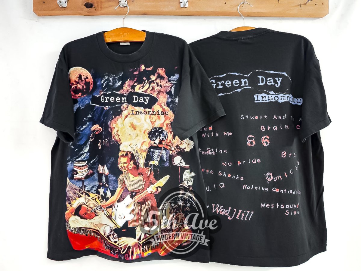 Green Day 'Insomniac' - AOP All Over Print Vintage Reprint Band T-Shirt - Vintage Band Shirts