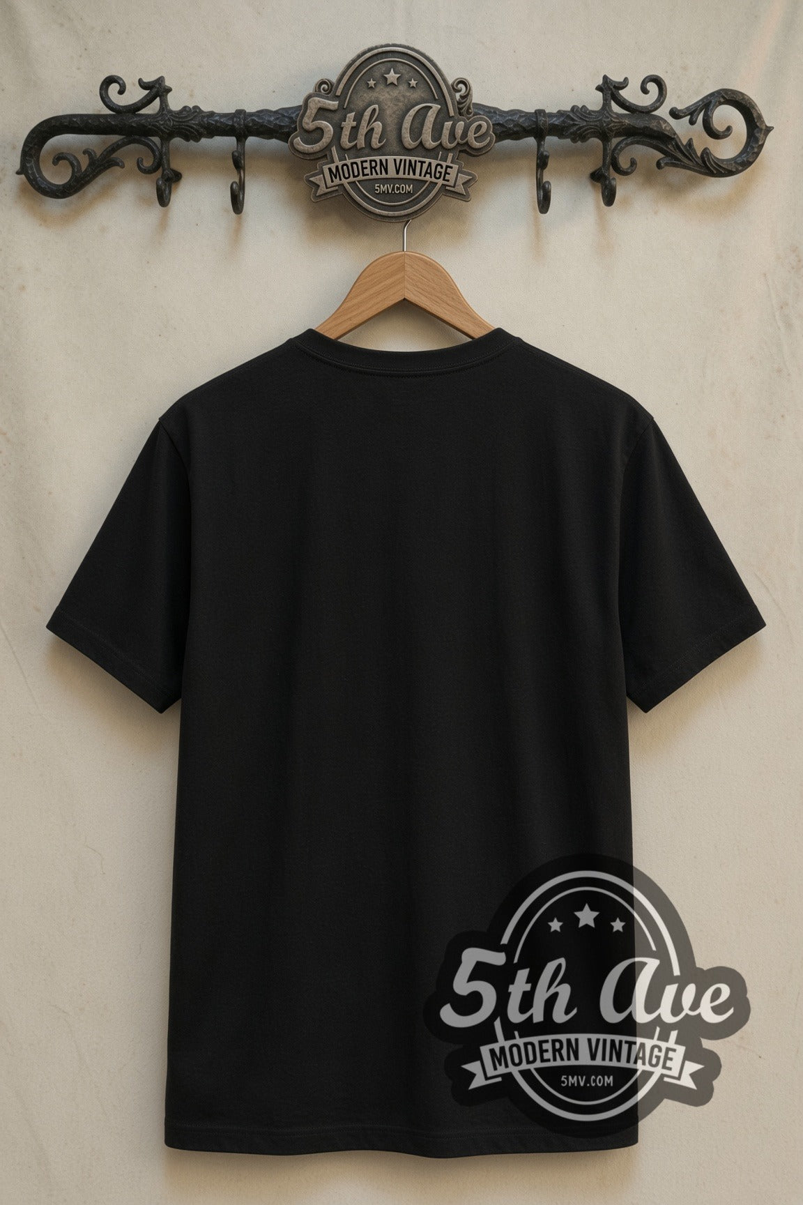 Plain black back of Gundam RX-78-02 The Origin double stitched tee on rack