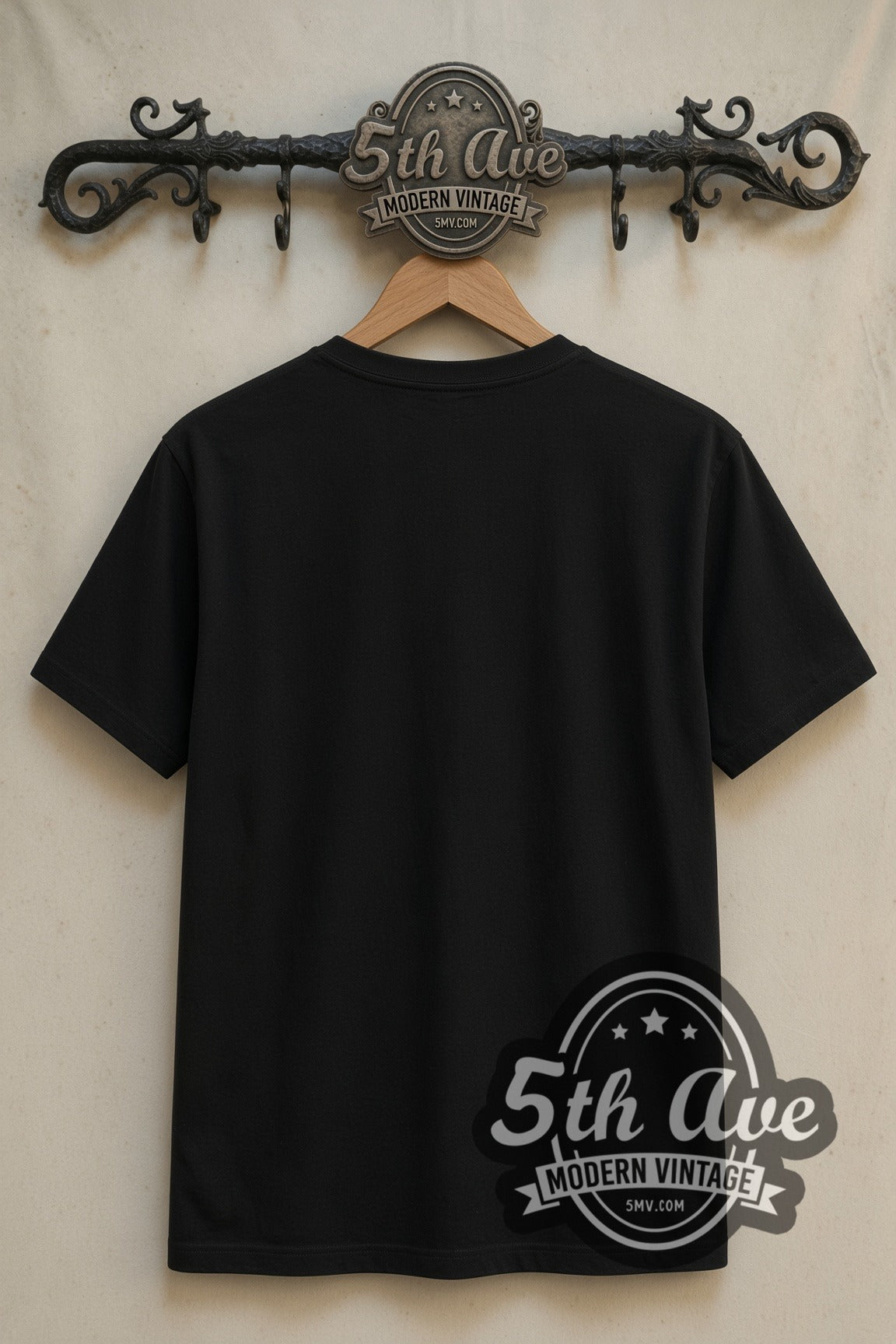 Plain black back of Gundam Witch from Mercury Aerial double stitched tee on rack