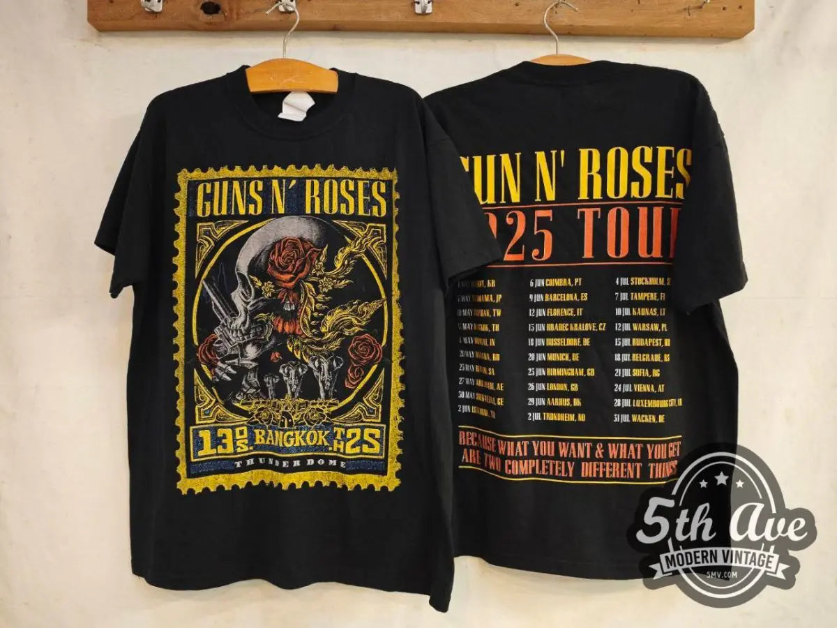 Guns N' Roses 2025 World Tour Bangkok - New Vintage Band T shirt - Vintage Band Shirts