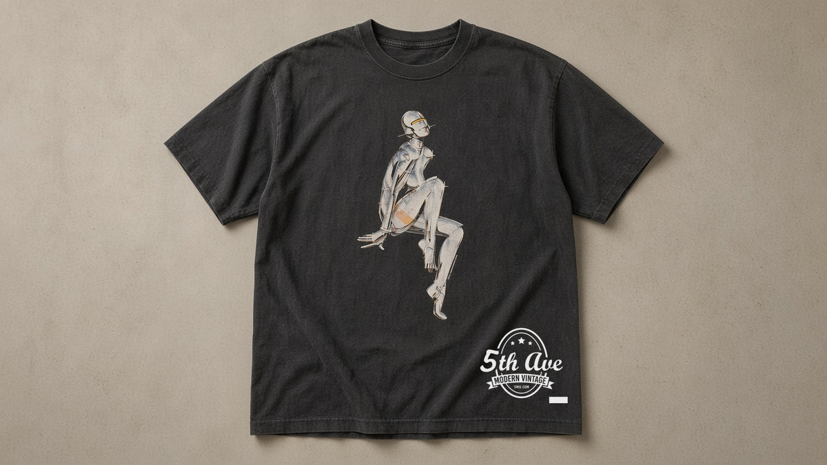 Hajime Sorayama Sexy Robot Chrome vintage graphic tee laid flat