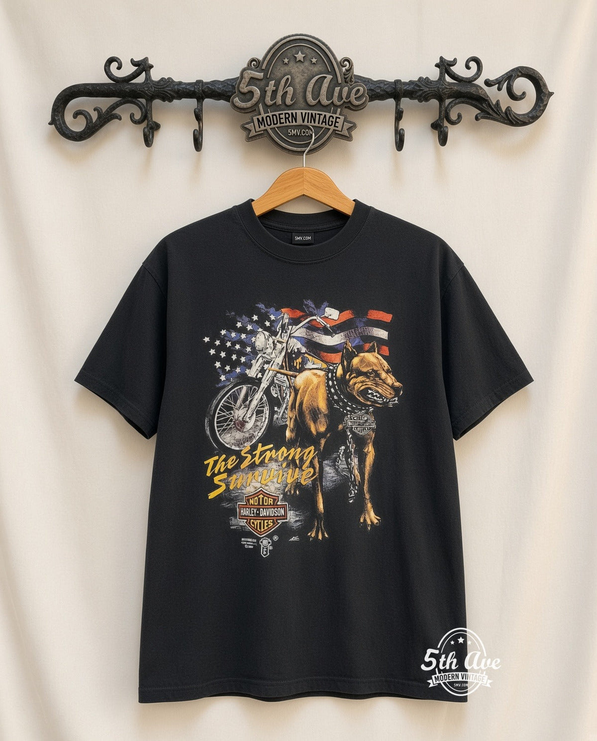 Harley-Davidson – The Strong Survive – Vintage Graphic Tee vintage tee on 5th Ave cream rack — front
