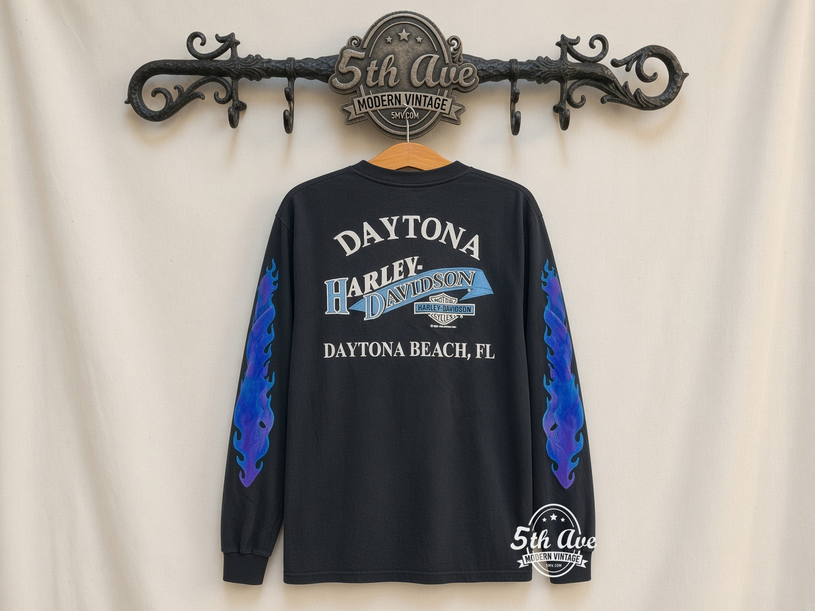 Harley-Davidson Chrome Sweet Chrome Blue Flames Long Sleeve Tee
