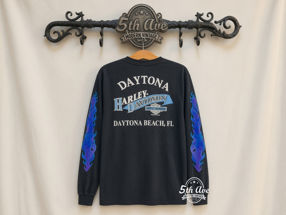 Harley-Davidson – Harley Davidson 'Chrome Sweet Chrome' Daytona Beach – Vintage Graphic Tee vintage tee on 5th Ave cream rack — back