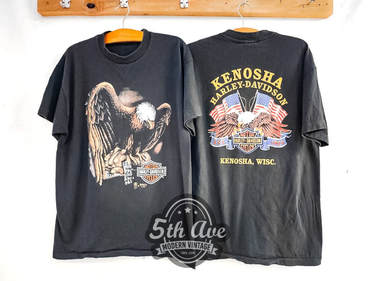 Harley Davidson 'Kenosha' Wisconsin - Vintage Reprint T-Shirt - Vintage Band Shirts