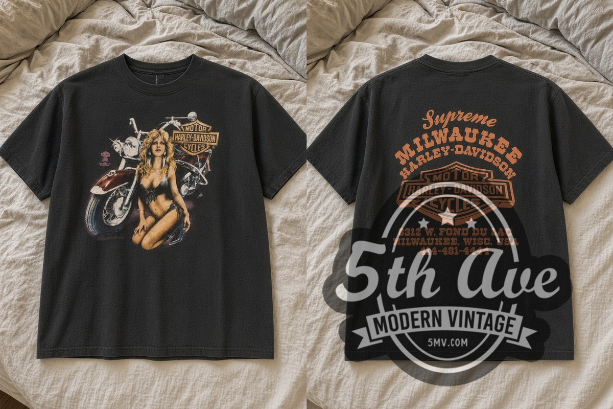 Harley-Davidson – Supreme Milwaukee Fond du Lac – Vintage Harley-Davidson T-Shirt – front and back flat lay