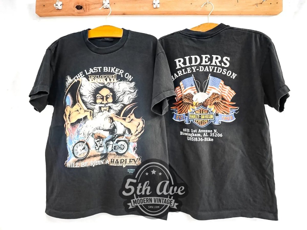 Harley Davidson "The Last Biker on Earth" Birmingham, Al. - Vintage Reprint T-Shirt - Vintage Band Shirts