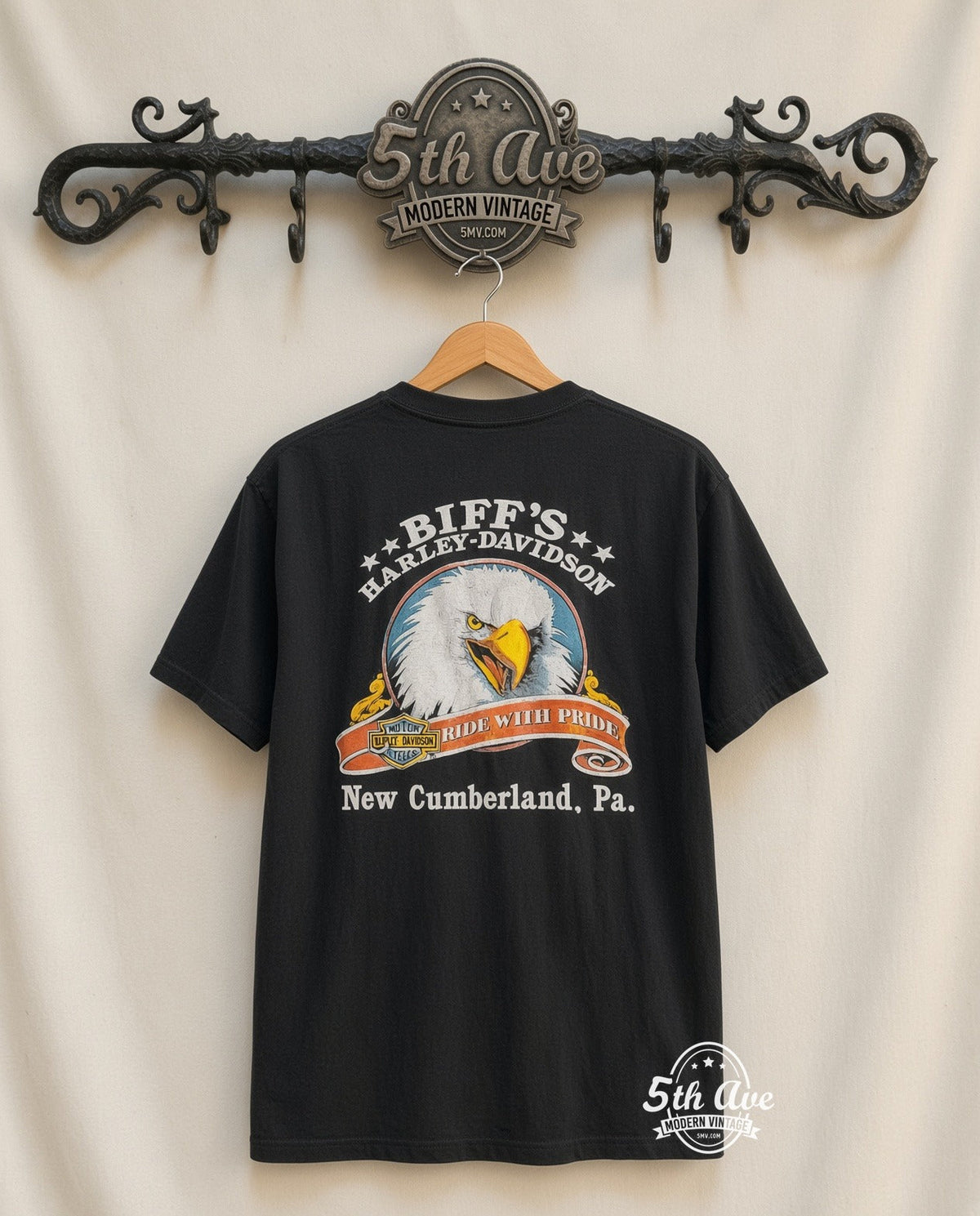 Harley-Davidson The South Is Where It Is At graphic tee in black, back view on a display rack