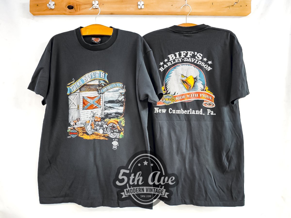 Harley Davidson 'The South Is Where It's At' New Cumberland, PA - Vintage Reprint T-Shirt - Vintage Band Shirts