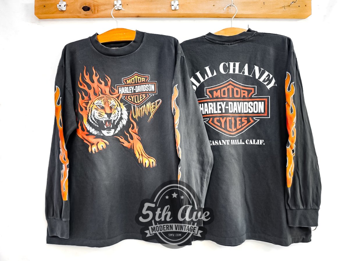 Harley Davidson 'Untamed' - Long Sleeve Vintage Reprint T-Shirt - Vintage Band Shirts