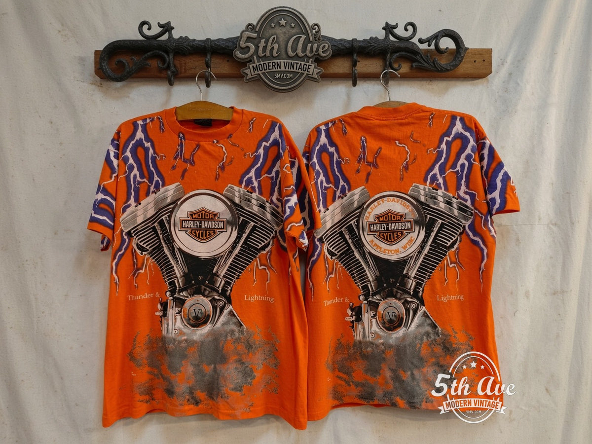 Harley-Davidson vintage band t-shirt front and back on rack