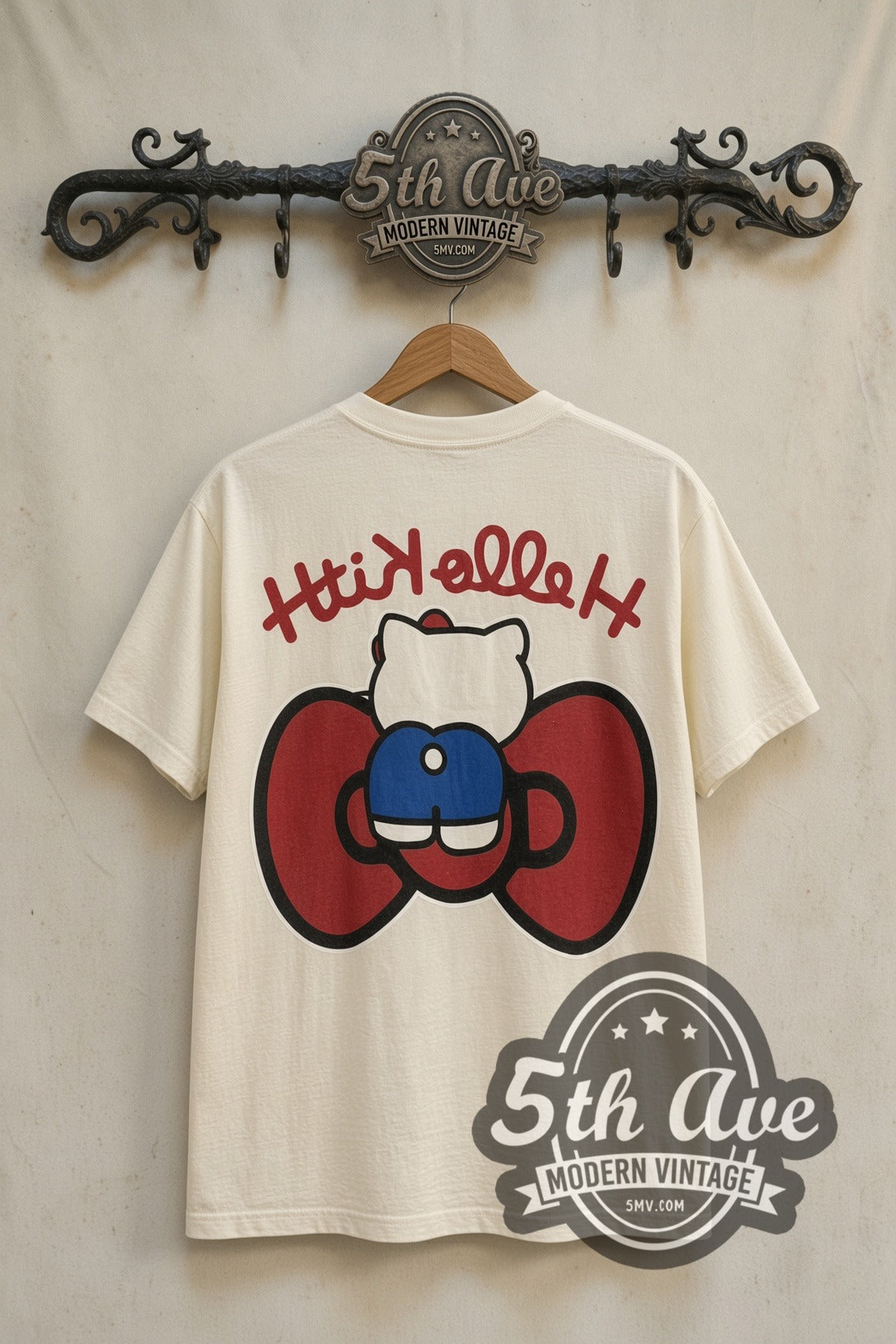 Back print of Hello Kitty Big Red Bow Front & Back tee on 5th Ave rack