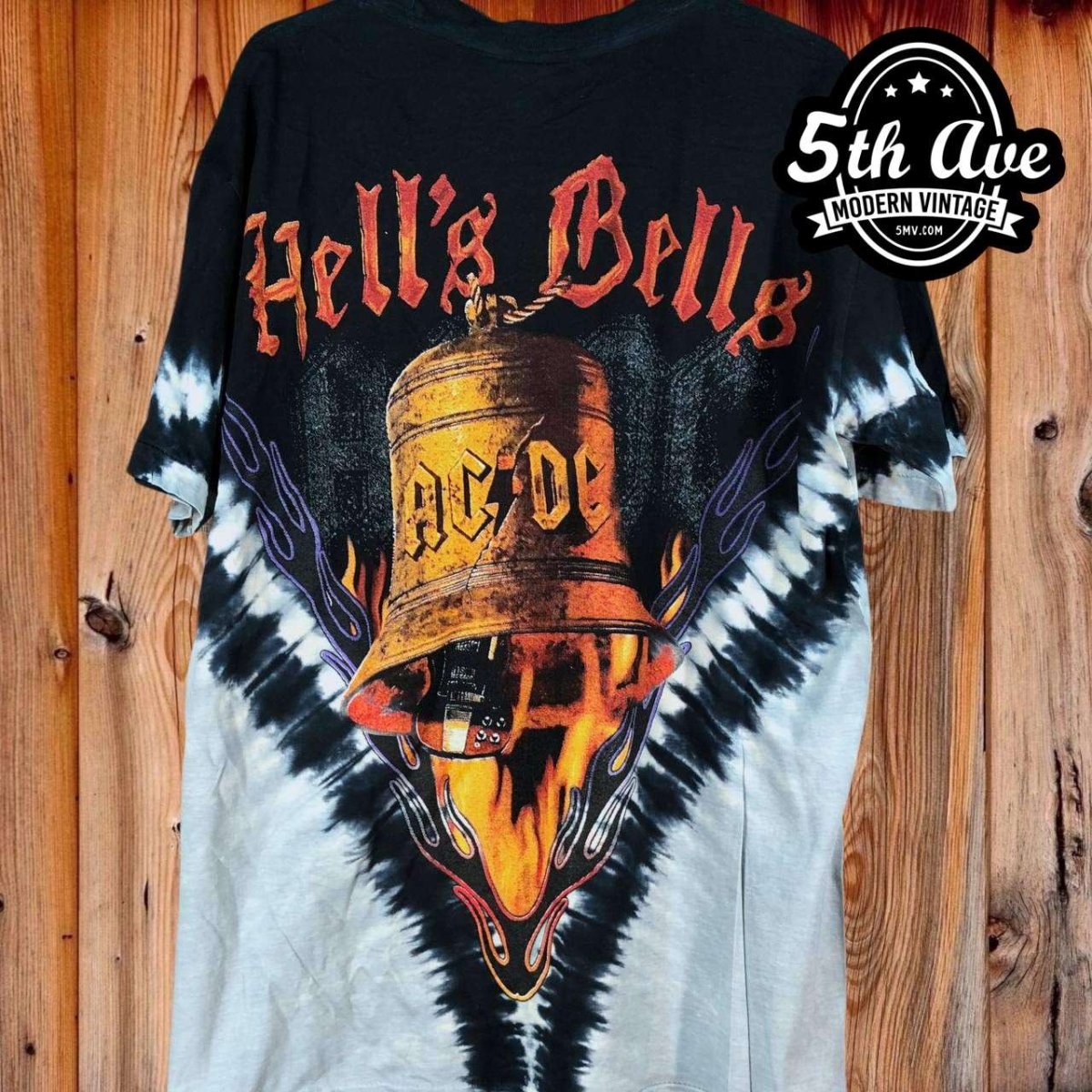 Hells Bells: AC/DC Tie-Dye Single Stitched Crew Neck t shirt for Rock 'n' Roll Rebels - Vintage Band Shirts