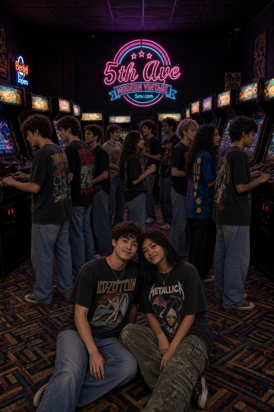 5MV homepage hero mixed arcade neon group
