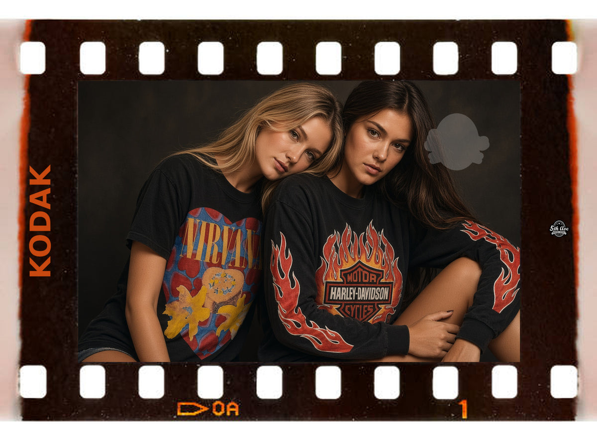 5MV homepage hero slide 2 — Nirvana and Harley-Davidson filmstrip