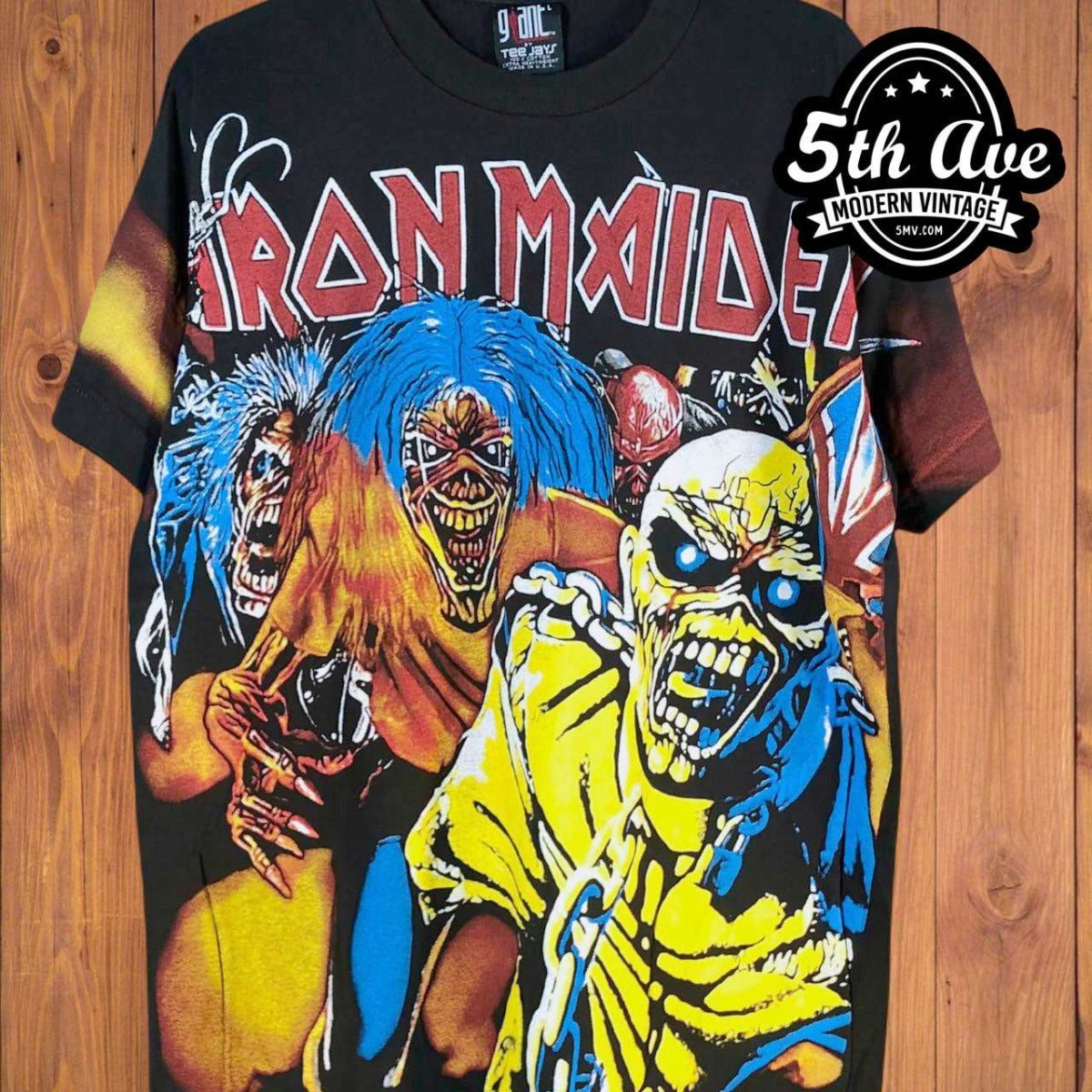 Iron Maiden: All-Over Print Single Stitch t shirt with Iconic Artwork -  Vintage Band Shirts