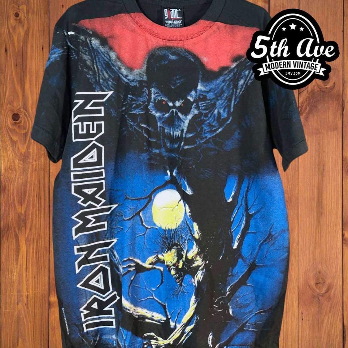 Iron Maiden: Fear of the Dark All-Over Print Single Stitch t shirt with Giant Tag - Vintage Band Shirts