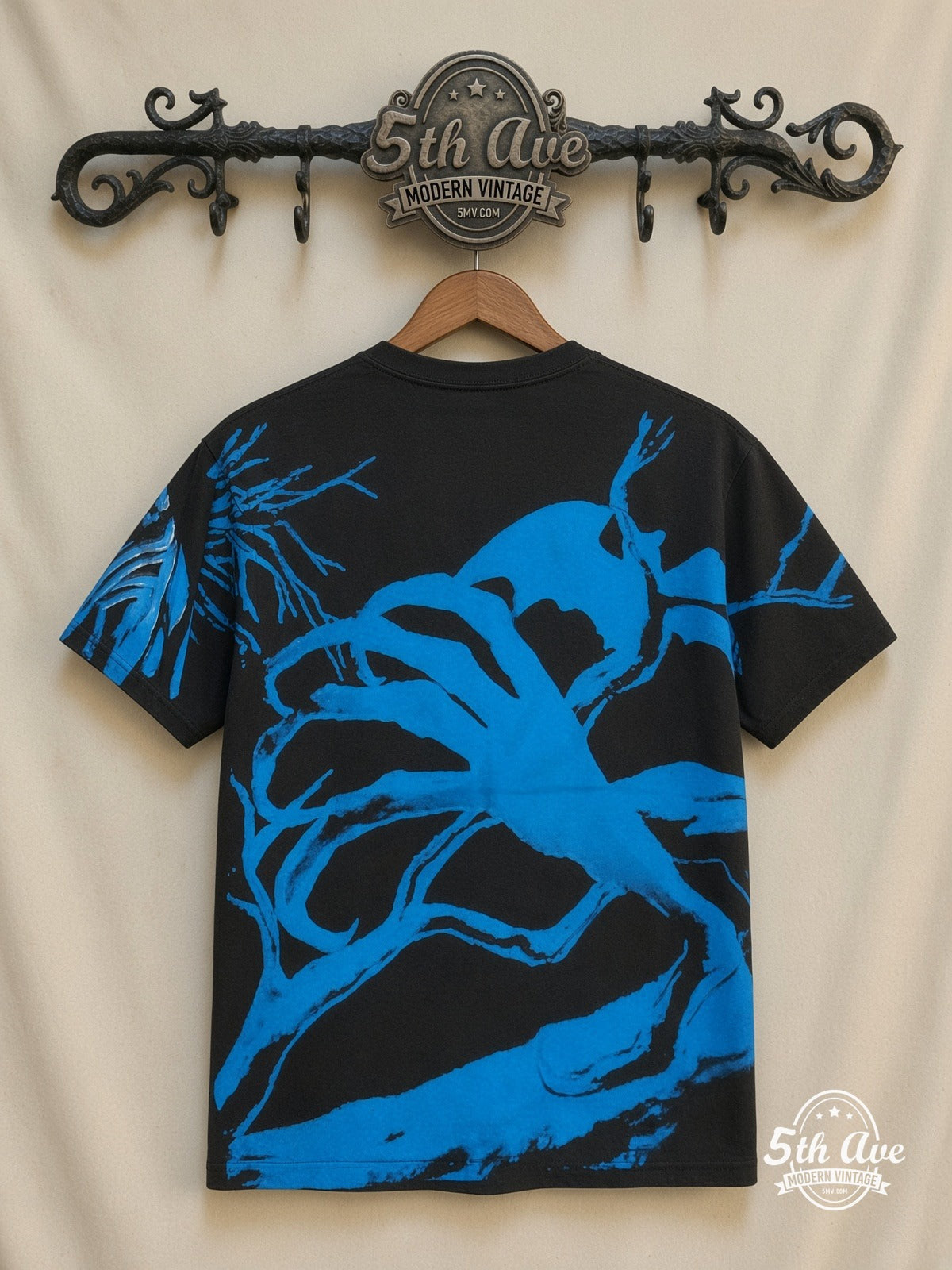 Iron Maiden Fear of the Dark Moon Claw all over print vintage tee back on cream 5th Ave rack