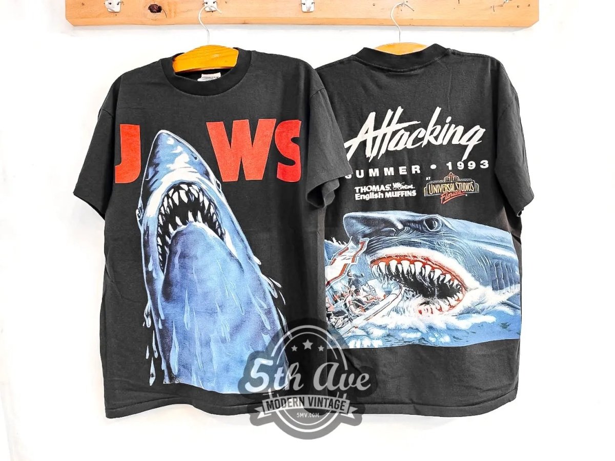 Jaws Attacking Summer 1993 - Vintage Reprint Movie T-Shirt - Vintage Band Shirts