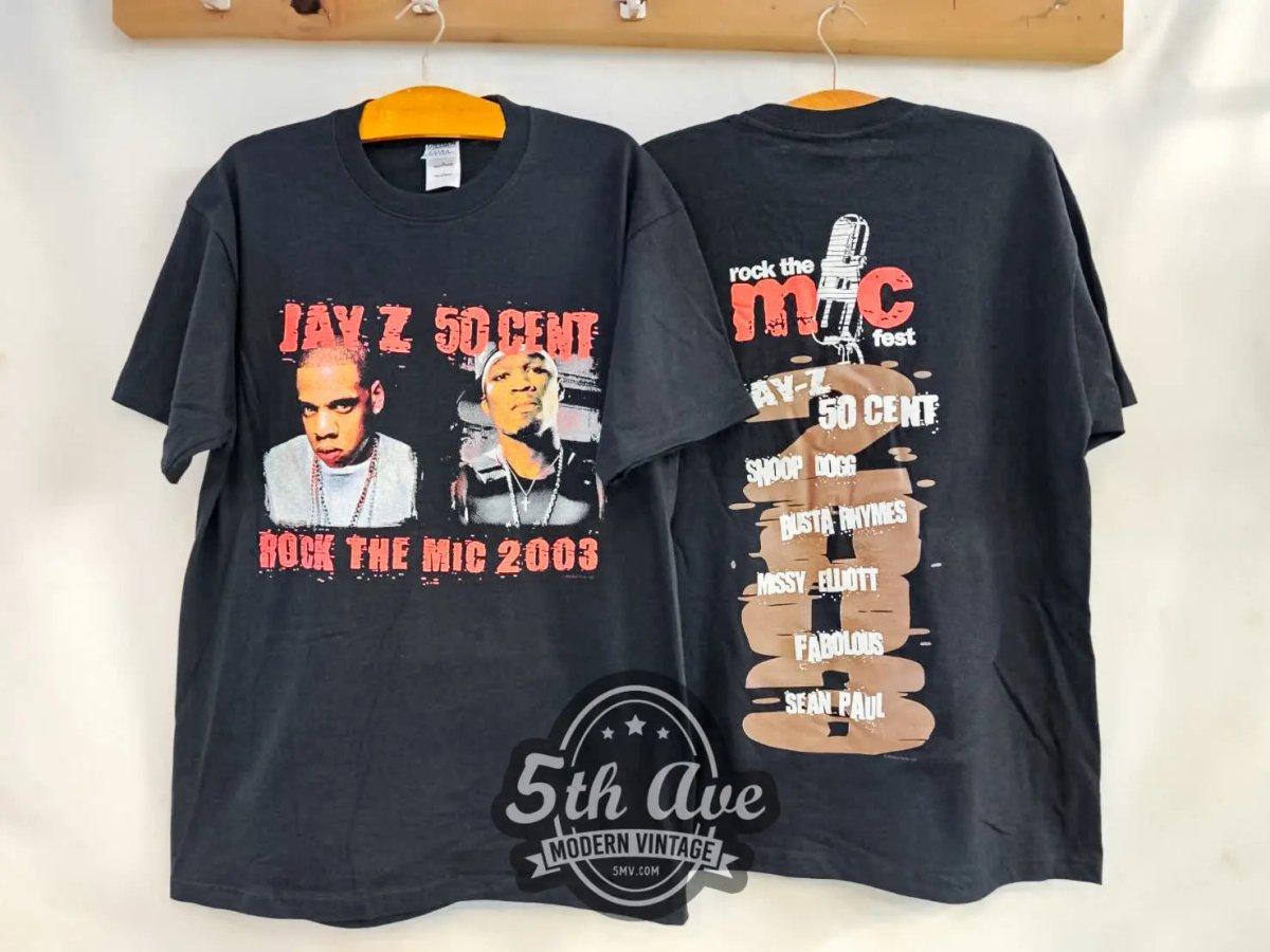 Jay - Z 50 Cent "Rock The Mic 2003" - New Vintage Band T shirt - Vintage Band Shirts